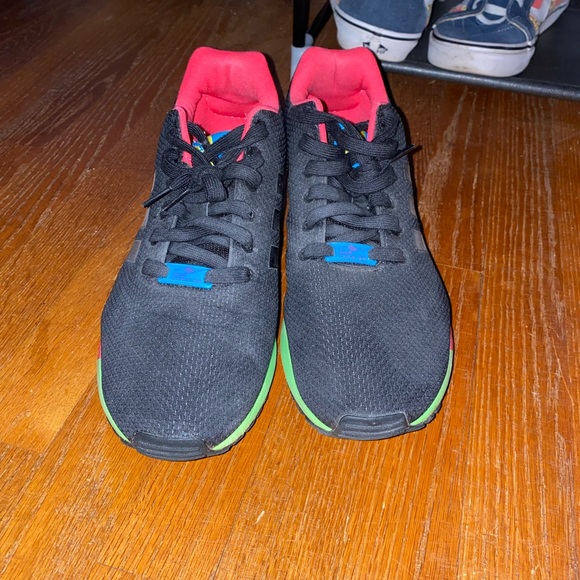 Adidas mens ZX Flux size 11 black neon pink, green - Picture 2 of 4